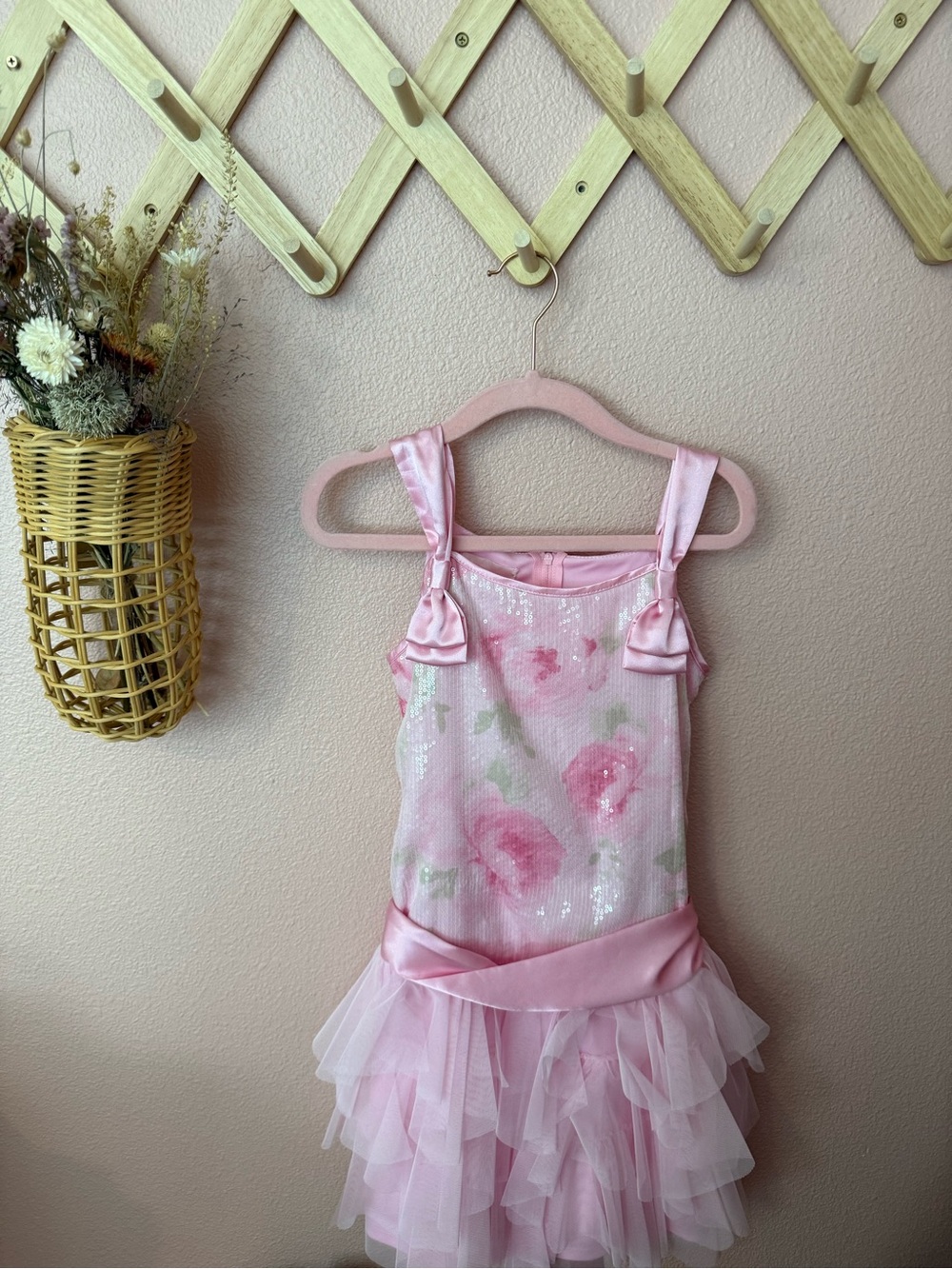 Biscotti Girls Pink Floral Sequin Tulle Dress